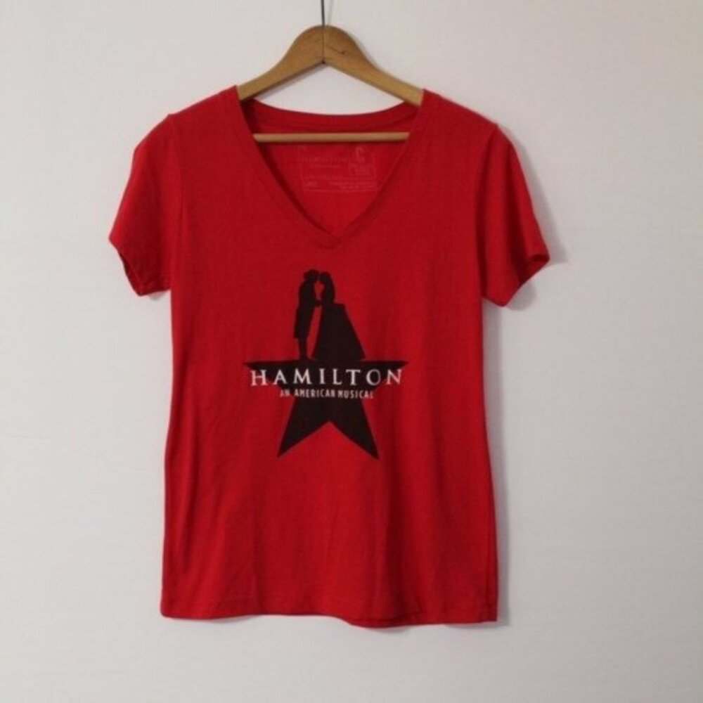 Hamilton an American Musical Red V-neck Eliza and Hamilton Size Large